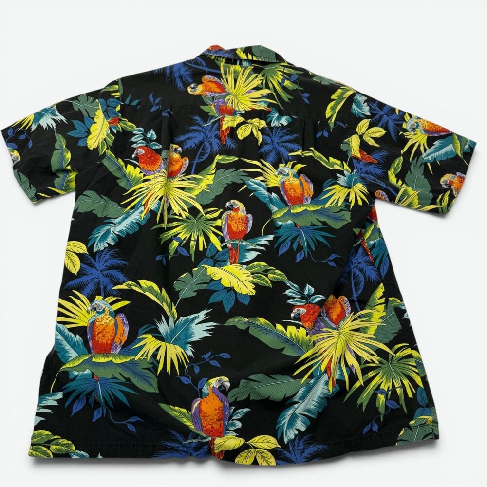 RJC Hawaiian Shirt Mens Large Black Parrot Tropical Aloha Made In USA Resort - Picture 8 of 8